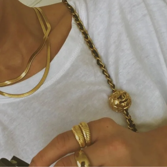 24k gold plated herringbone layering necklace authentic, Brand NEW! trending 22’ - Picture 13 of 14